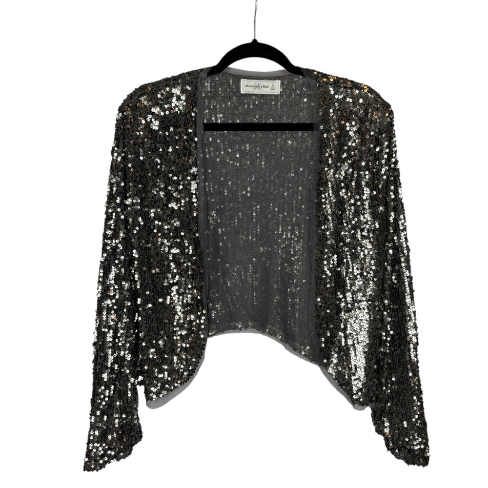 Abercrombie & Fitch Sequin Bolero Cardigan M Silver Bronze